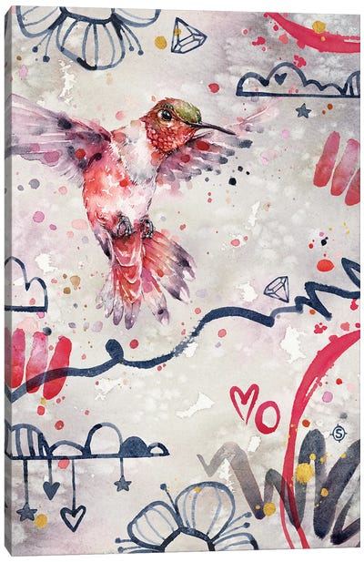 Abstract Red - Hummingbird Canvas Art Print