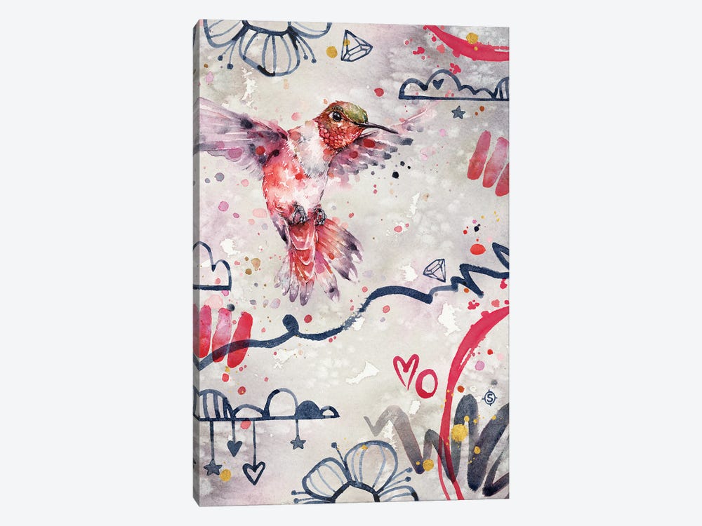 Abstract Red - Hummingbird 1-piece Canvas Artwork