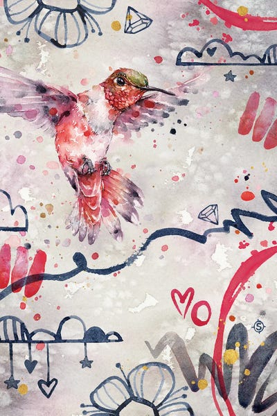 Hummingbirds: Abstract Red - Hummingbird by Sillier Than Sally