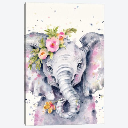 Little Elephant Canvas Print #SIL103} by Sillier Than Sally Canvas Wall Art