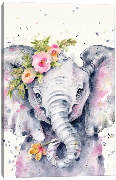 Little Elephant Canvas Art Print - Sillier Than Sally