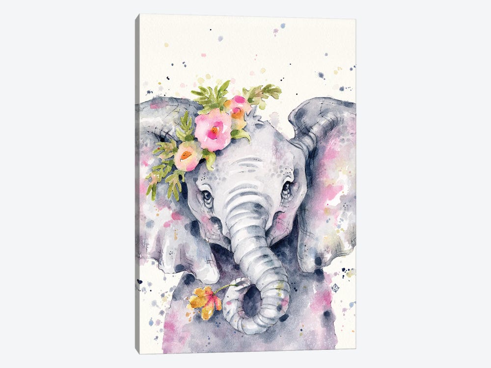Little Elephant by Sillier Than Sally 1-piece Canvas Art Print