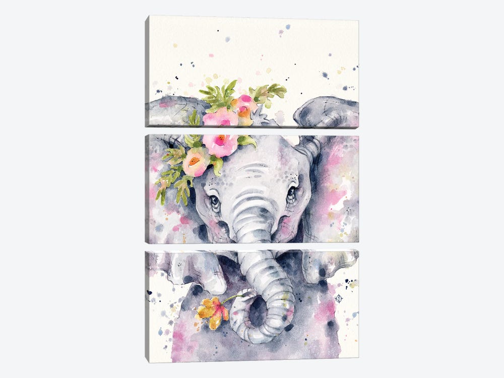 Little Elephant by Sillier Than Sally 3-piece Canvas Art Print