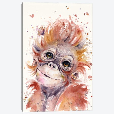 Little Monkey Canvas Print #SIL105} by Sillier Than Sally Art Print
