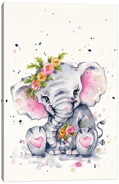 Sweet Elephant Canvas Art Print - Sillier Than Sally