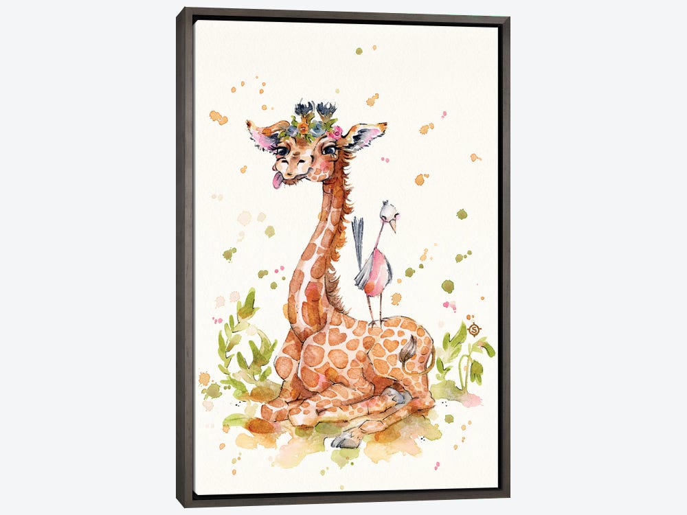 Baby Giraffe Watercolor Canvas Print