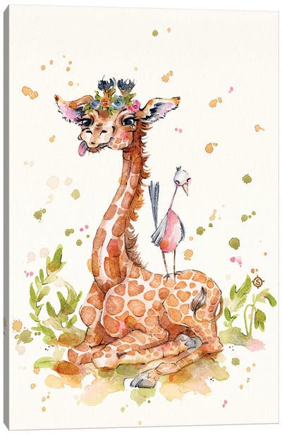 Sweet Giraffe Canvas Art Print - Giraffe Art