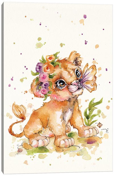 Sweet Lioness Canvas Art Print - Butterfly Art