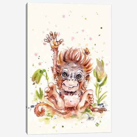 Sweet Monkey Canvas Print #SIL111} by Sillier Than Sally Canvas Art Print