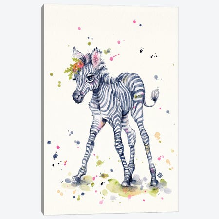 Sweet Zebra Canvas Print #SIL112} by Sillier Than Sally Art Print