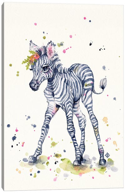 Sweet Zebra Canvas Art Print - Sillier Than Sally