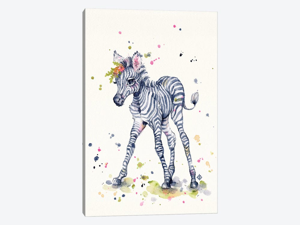 Sweet Zebra by Sillier Than Sally 1-piece Canvas Art Print