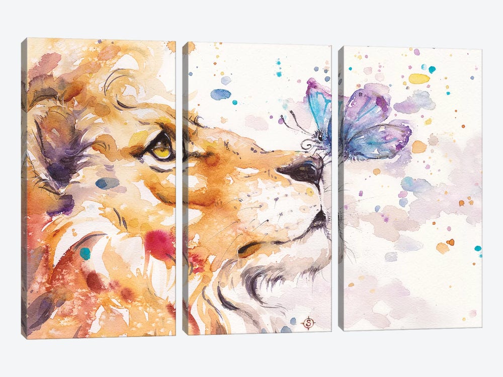 Finn's Lion by Sillier Than Sally 3-piece Canvas Art Print