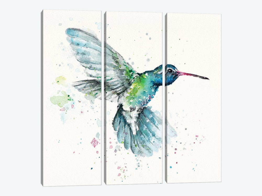 Hummingbirds Flurry by Sillier Than Sally 3-piece Canvas Wall Art