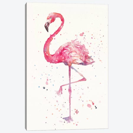 A Flamingos Fancy Canvas Print #SIL2} by Sillier Than Sally Art Print