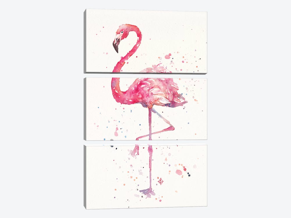 A Flamingos Fancy by Sillier Than Sally 3-piece Canvas Print