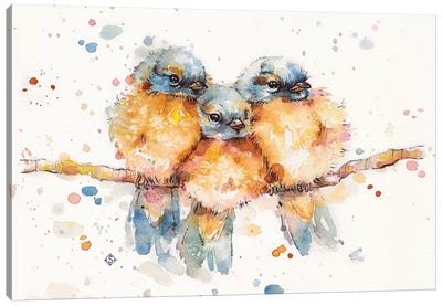 Little Bluebirds Canvas Art Print - Best Selling Kids Art