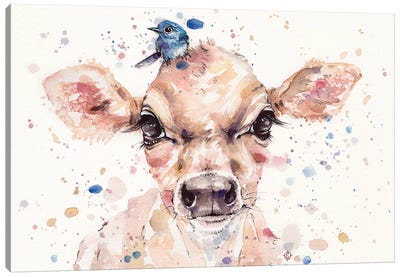 Little Calf Canvas Art Print - Baby Animal Art
