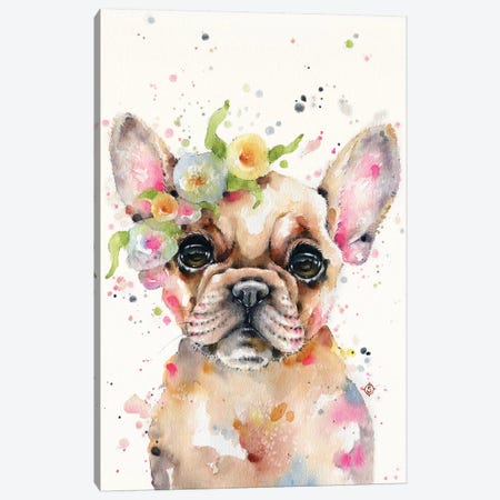 Little Miss Frenchie Canvas Print #SIL44} by Sillier Than Sally Canvas Artwork