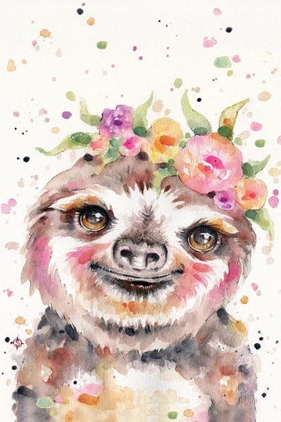 Little Sloth by Sillier Than Sally art print