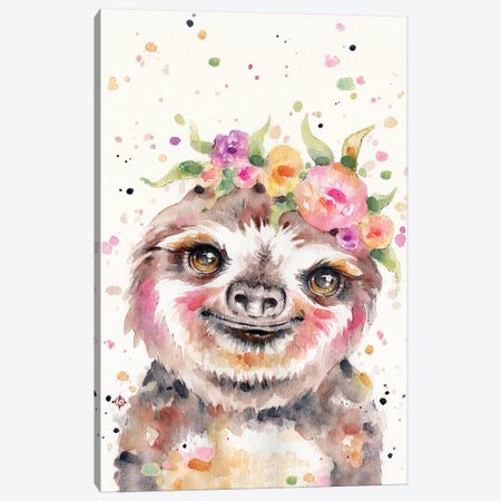 Little Sloth Canvas Print #SIL45} by Sillier Than Sally Canvas Art