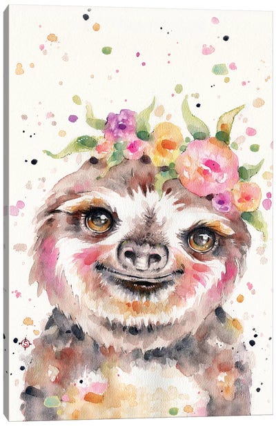 Little Sloth Canvas Art Print - Baby Animal Art