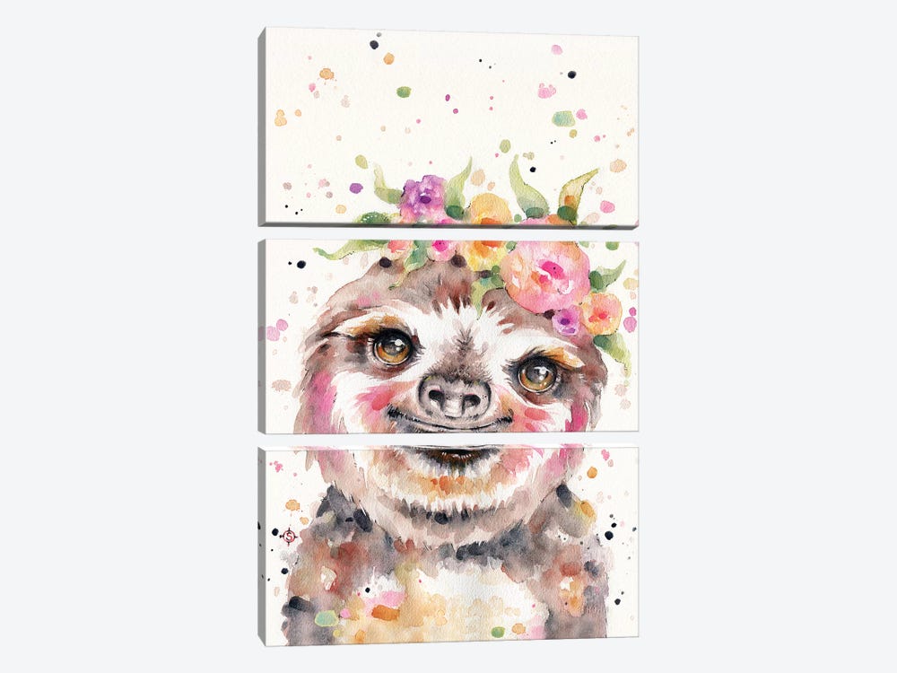 Little Sloth by Sillier Than Sally 3-piece Canvas Wall Art