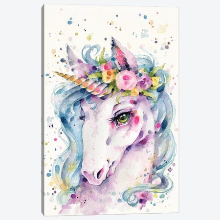Little Unicorn Canvas Print #SIL46} by Sillier Than Sally Canvas Artwork