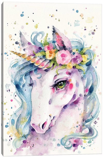 Little Unicorn Canvas Art Print - Kids Fantasy Art