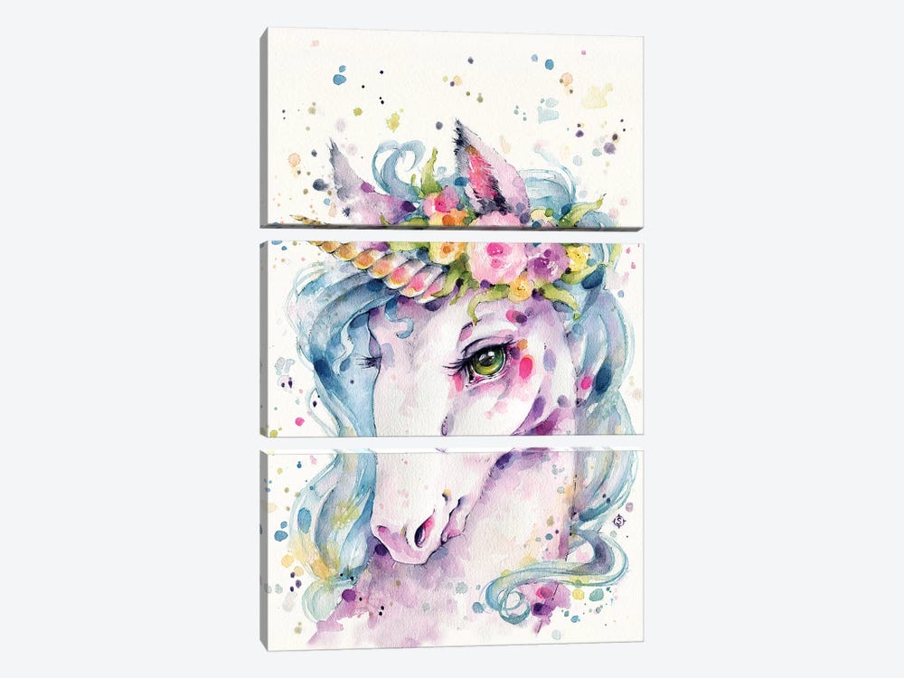 Little Unicorn by Sillier Than Sally 3-piece Canvas Art Print