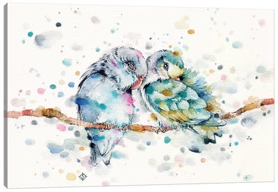 Mr & Mrs Snugglepots Canvas Art Print - Love Birds