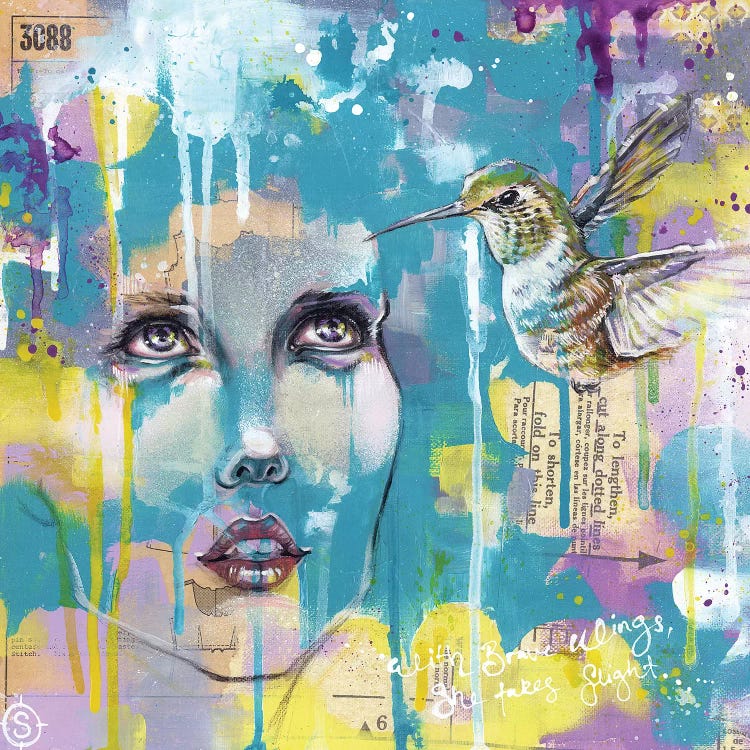 On Brave Wings by Sillier Than Sally wall art