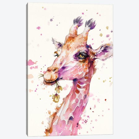 A Lovely & Lofty View (Giraffe) Canvas Print #SIL74} by Sillier Than Sally Canvas Print
