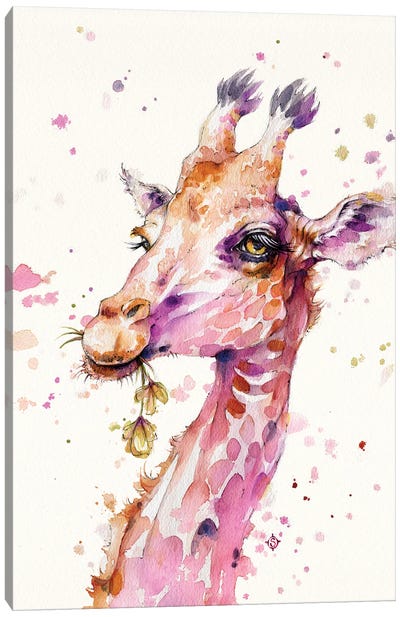 A Lovely & Lofty View (Giraffe) Canvas Art Print - Sillier Than Sally