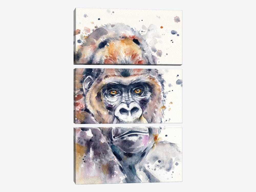 A World Away (Gorilla) by Sillier Than Sally 3-piece Canvas Print