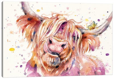 Bad Hair Don't Care (Scottish Highland Cow) Canvas Art Print - Watercolor Art