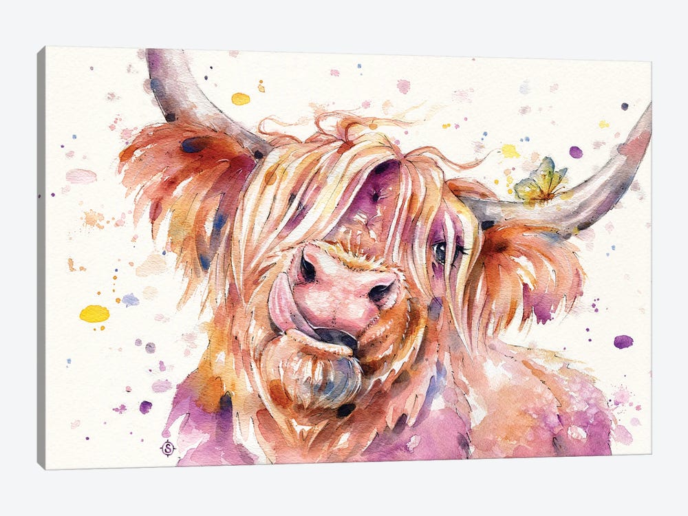 Bad Hair Don't Care (Scottish Highland Cow) by Sillier Than Sally 1-piece Canvas Art