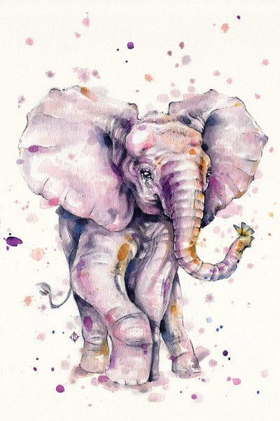 Elly Love (Baby Elephant) by Sillier Than Sally canvas print