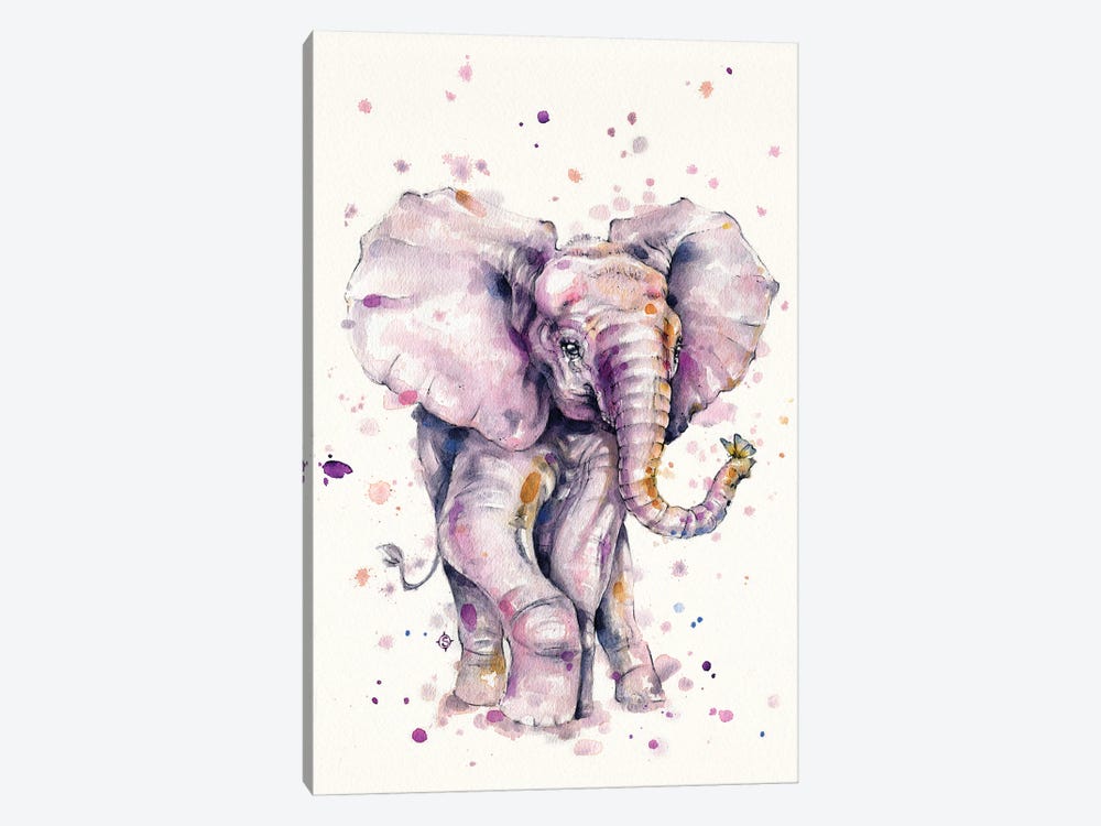 Elly Love (Baby Elephant) by Sillier Than Sally 1-piece Canvas Print