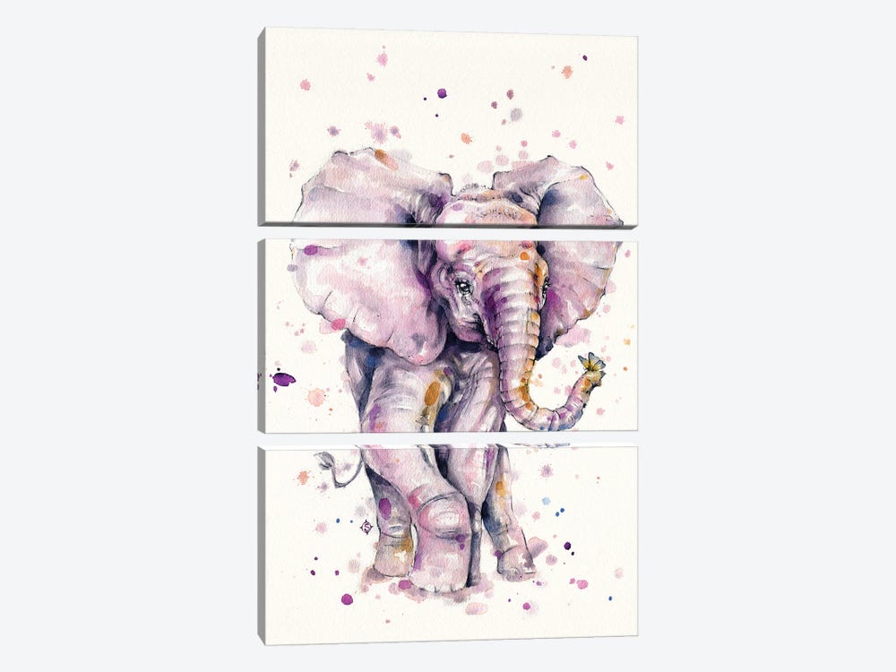 Elly Love (Baby Elephant) by Sillier Than Sally 3-piece Canvas Print