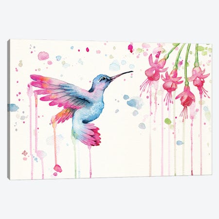 Hummingbird Garden Canvas Print #SIL78} by Sillier Than Sally Canvas Wall Art