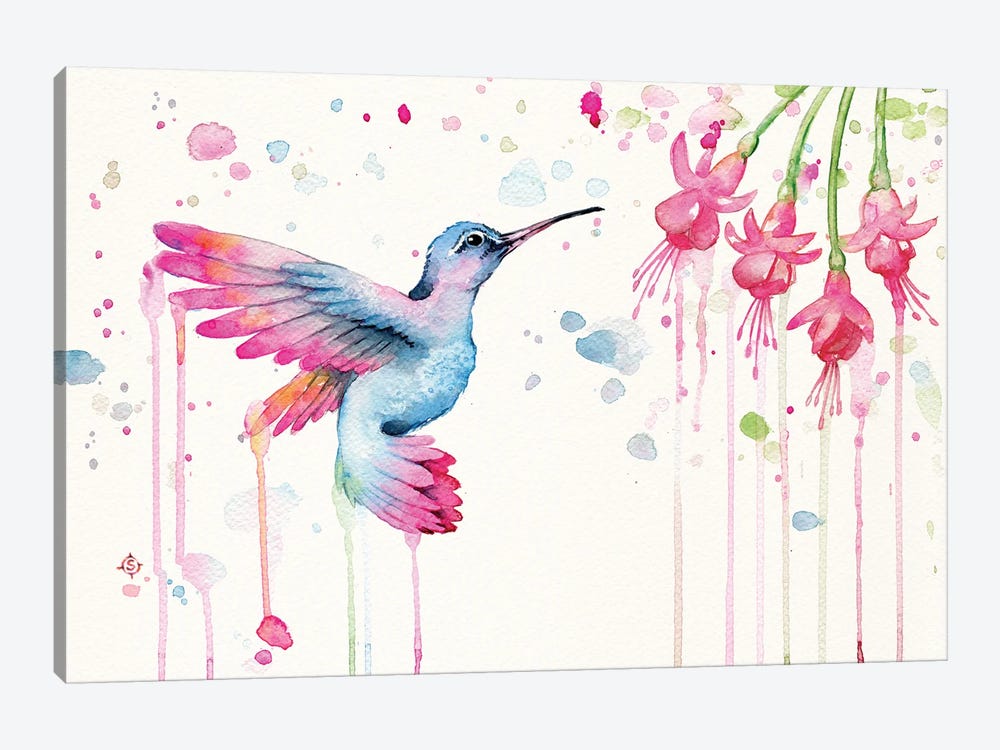 Hummingbird Garden by Sillier Than Sally 1-piece Canvas Artwork