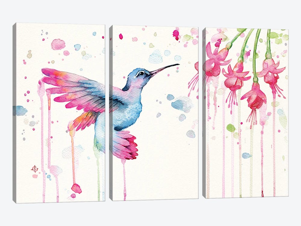 Hummingbird Garden by Sillier Than Sally 3-piece Canvas Art