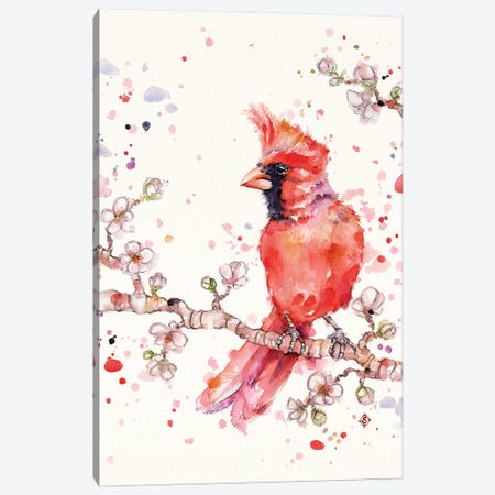 A Change In Seasons (Cardinal Bird) Canvas Print #SIL80} by Sillier Than Sally Art Print