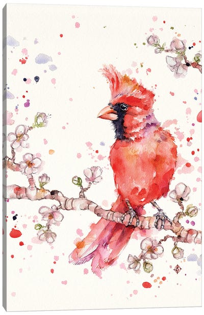 A Change In Seasons (Cardinal Bird) Canvas Art Print - Sillier Than Sally