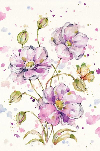 The Butterfly Dance (Flowers & Butterfly) by Sillier Than Sally canvas print