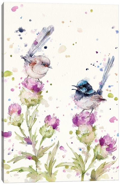 Yes Darling I See You There (Fairy Wrens) Canvas Art Print - Love Birds