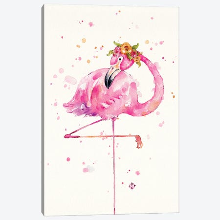 Sweet Flamingo Canvas Print #SIL84} by Sillier Than Sally Canvas Artwork