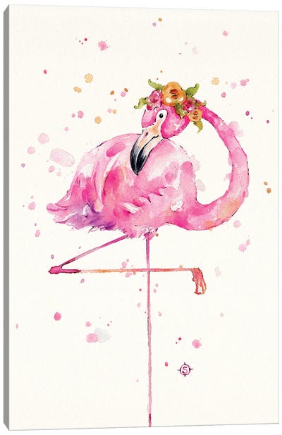 Sweet Flamingo Canvas Art Print - Sillier Than Sally