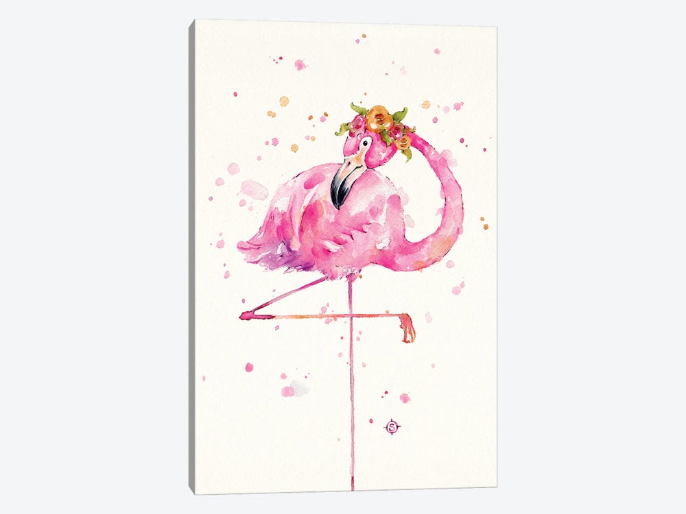 Sweet Flamingo by Sillier Than Sally 1-piece Canvas Print